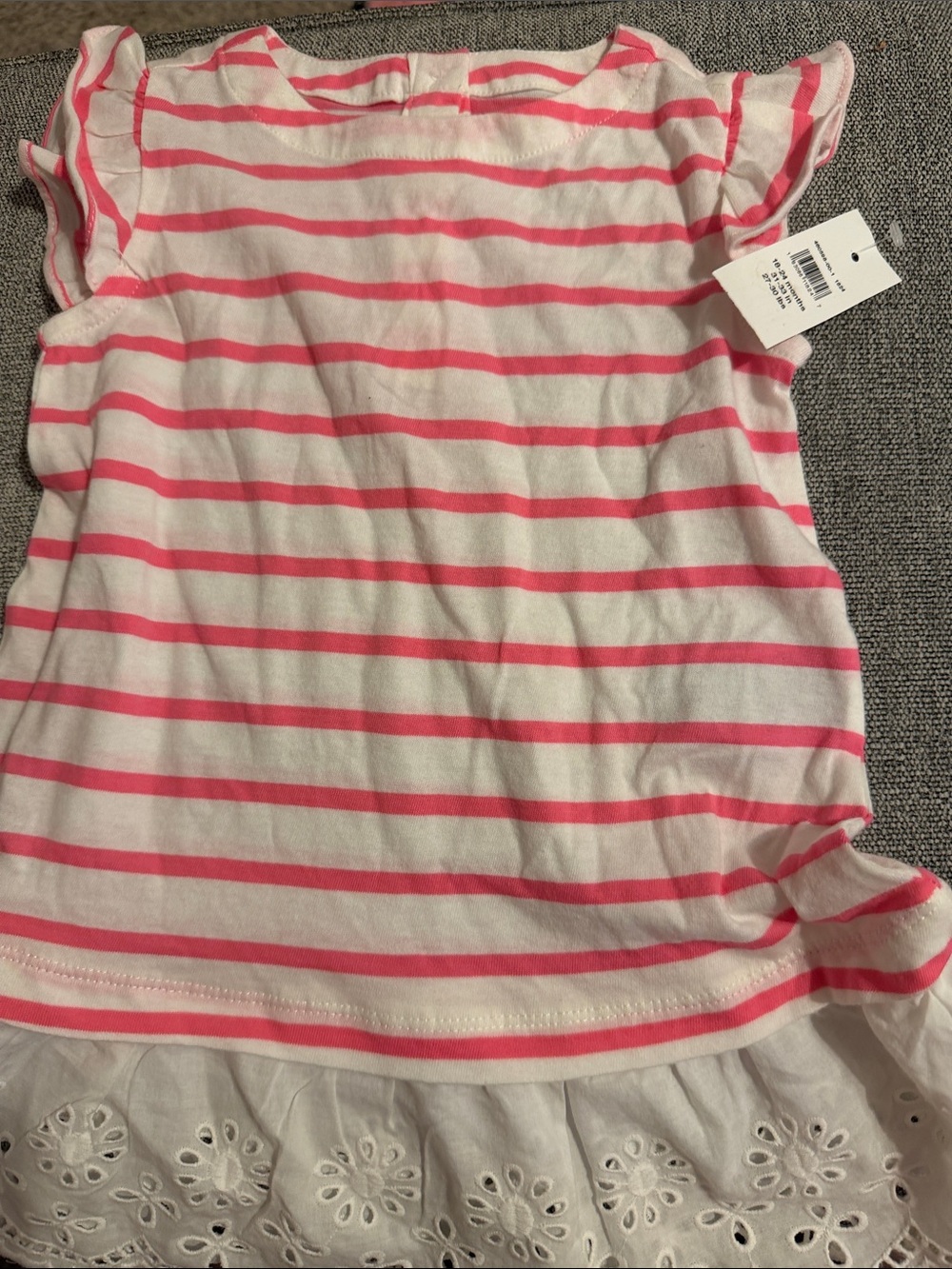 Girls' Pink & White Striped Ruffle Hem dress